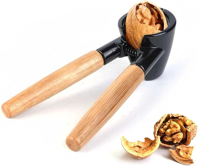 Fitto Premium Nutcracker with Wooden Handle - Durable & Ergonomic Kitchen Tool for Cracking Nuts, Shells, and More - Ideal for Home Cooks & Entertaining