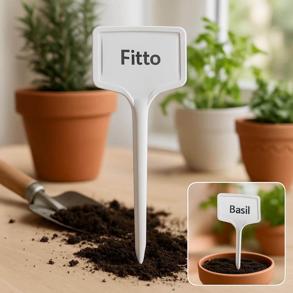 White Plastic Garden Plant Markers - 6 Pcs Labeling Stakes