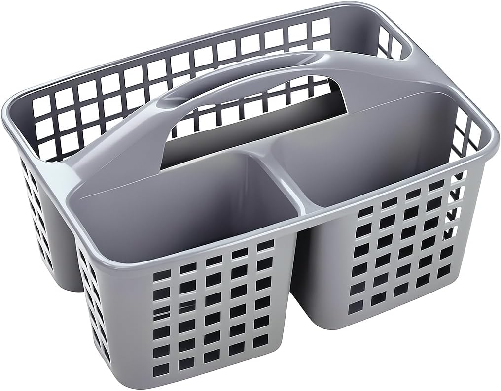 120 Pieces Plastic Portable Shower Caddy Baskets (Cleaning Storage Organizer with Handle – 3 Compartments for Bathroom – Kitchen – Dorm – or Camping – Lightweight and Durable)