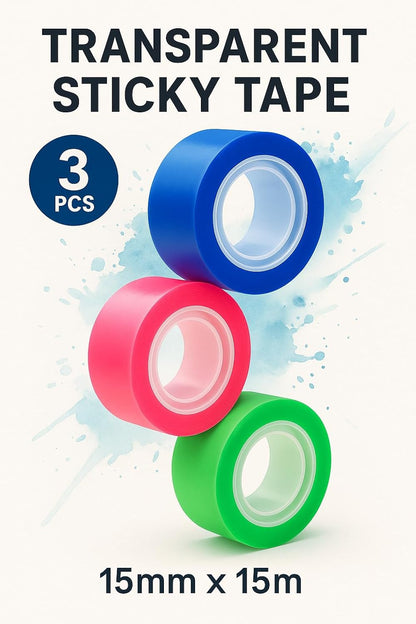 Transparent Sticky Tape 1.5x1.8cm 3 Assorted Colors