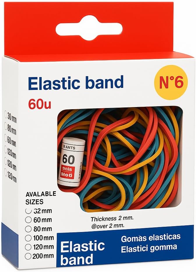 120 Pieces Elastic Rubber Bands (60g 60mm for Office – School – Home Use – Durable and Stretchable)