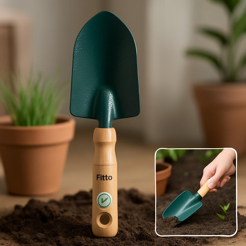 96 Pieces Garden Trowels with Green Metal Blade and Wooden Handle for Digging and Planting