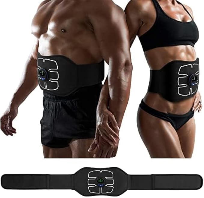 Fitto Muscle Stimulator EMS Abdominal Toning Belt, Electronic Muscle Trainer, Portable Fitness Trainer, USB Rechargeable, 6 Modes 15 Levels