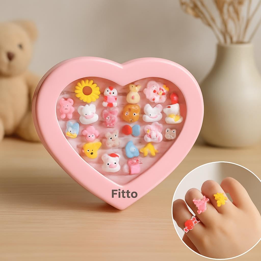 120 Pieces Multi-Color Heart-Shaped Plastic Finger Rings in Beautiful Packings