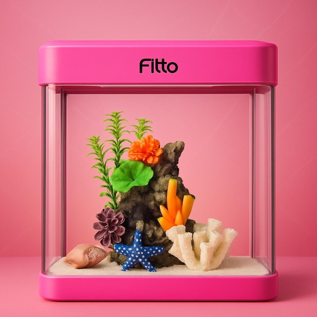 48 Pieces Aquarium -s (8 Litre Capacity – 24 x 17 x 28.5 cm – Full Set Table Top Fish Tank with Energy-Saving Colorful LED Light – Top Water Filter – Air Blower – and Feeding Hole – Perfect for Small Fish – Shrimp – and Aquatic Decor in Home or Office)