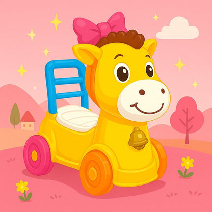 2 In 1 Toddler Ride On Car, Horse Design with Built-In Potty Lights and Music