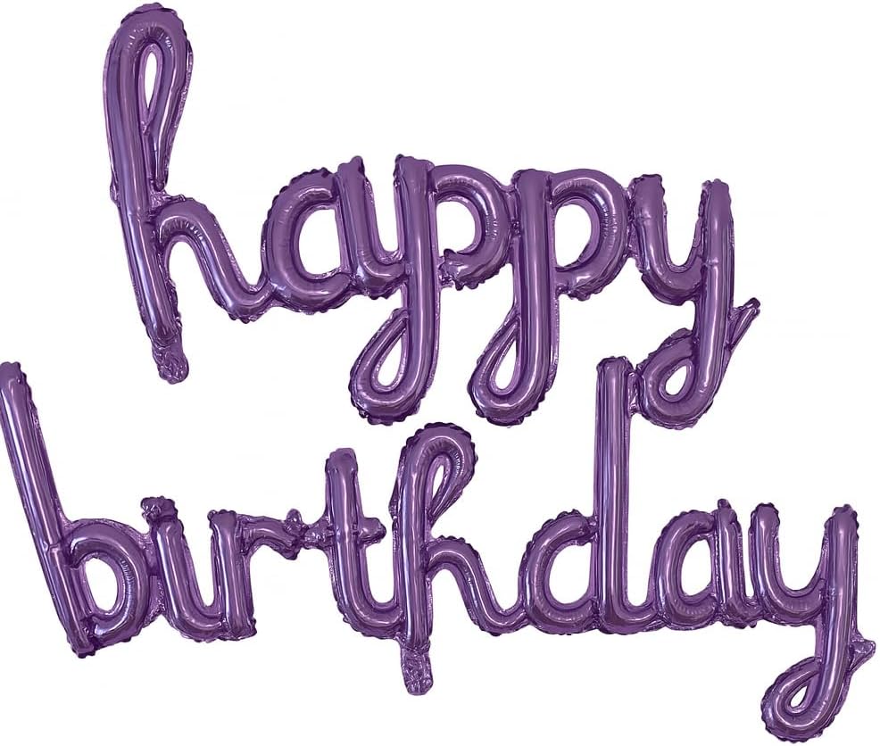 120 Pieces 2pcs/set Happy Birthday Balloons Pink Purple Aluminium Foil Balloons (Birthday Party Decorations Supplies – Home DIY Accessories Prop)