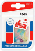 144 Pieces 20-Packs (25mm Spring Cloth Pins - Assorted Colors Laundry Clips)