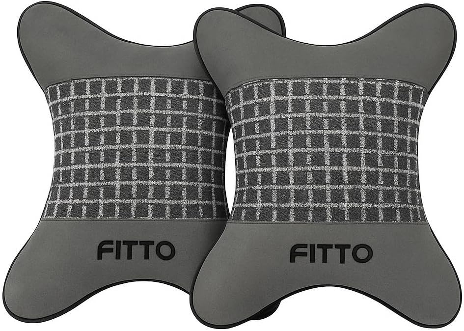 Car Headrest Neck Cushion Pillow with pattern, pack of 2, Grey