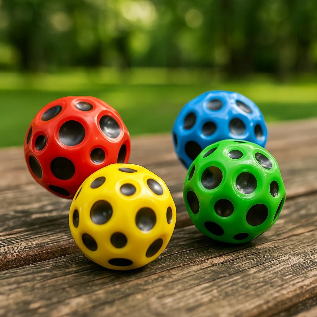 120 Pieces Extreme High Bouncing Balls (Moon Ball – High Pop Bouncing Space Ball & Foam Bounce Sensory Toy for Kids – Indoor/Outdoor Play – Durable – Lightweight – Pack of 4)