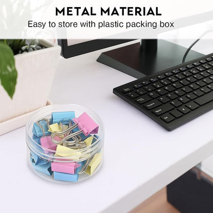 Binder Clips 60 Pack 15mm, Assorted Colors, Office and School Supplies