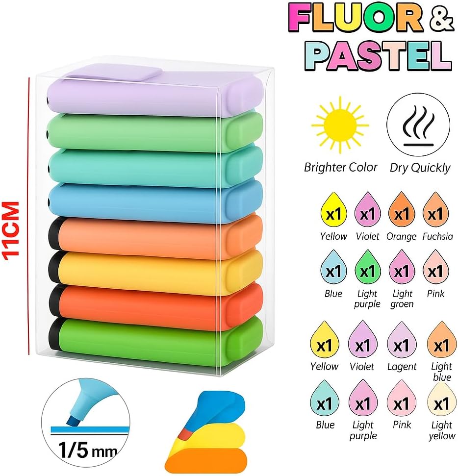 96 Pieces 12-Pieces (11cm 1/5mm Highlighters for Office – School – Study)