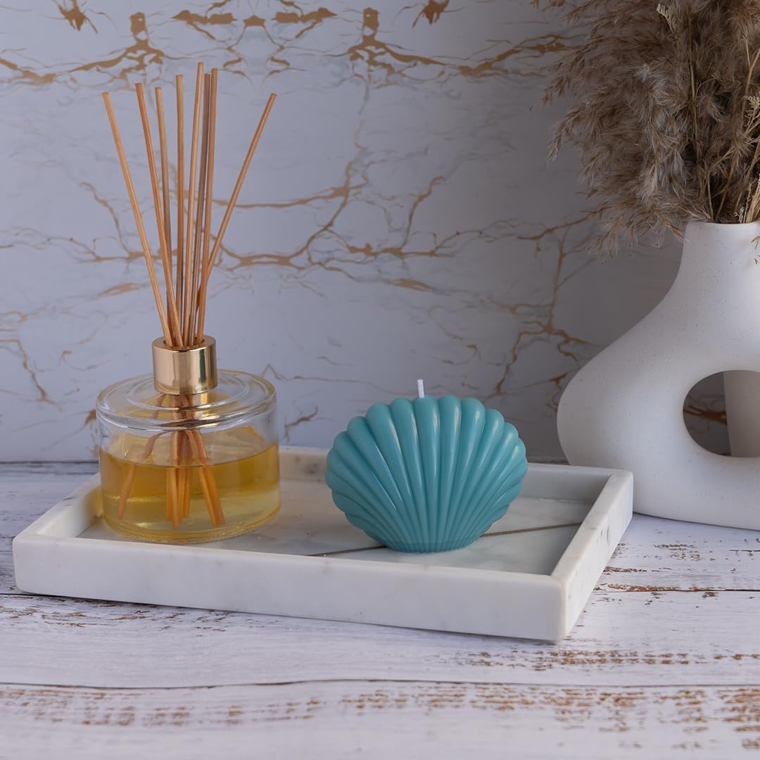 120 Pieces Unique Light Candle in Seashells (Blue Home Decor Candle for Ambient Lighting and Relaxation 8.5x4.6x6cm)