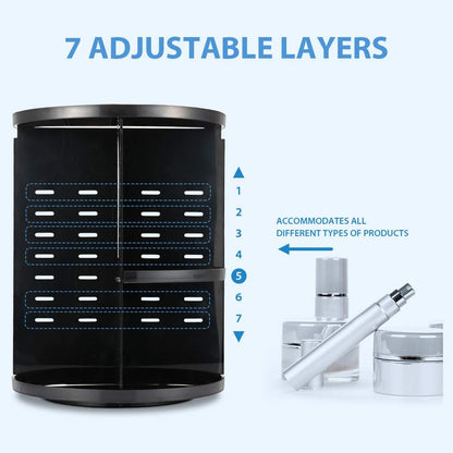 Makeup Organizer, Rotating Vanity Organizer and Storage Box, 360 Spinning Holder, For Bathroom, Fits Makeup Brushes, Lipsticks, Round, Black Circle