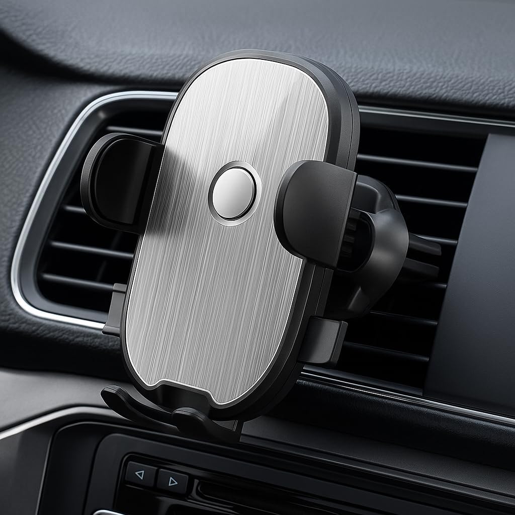 Black Mobile Car Holder - Universal Dashboard & Windshield Mount - 360° Rotatable, Anti-Slip, Adjustable Phone Stand for All Smartphones