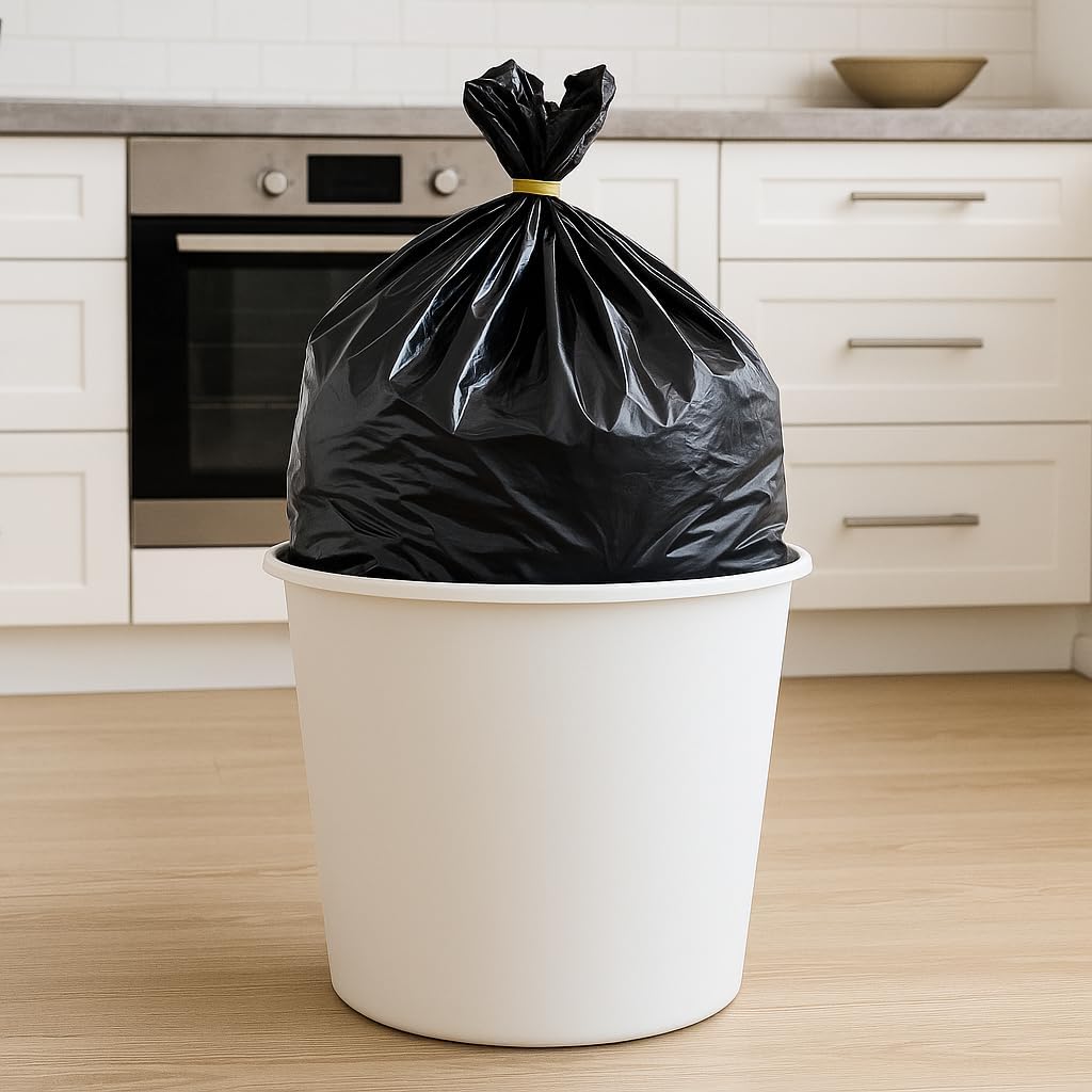 120 Pieces 30-Pack Heavy Duties (10 Gallon Black Garbage Bags – 54x60cm – Puncture and Leak-Resistant Kitchen Trash Bags for Waste Containment – Strong and Durable)