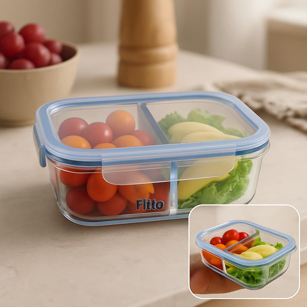 72 Pieces Glass Storage Food Containers with Full Divider (1200ml)