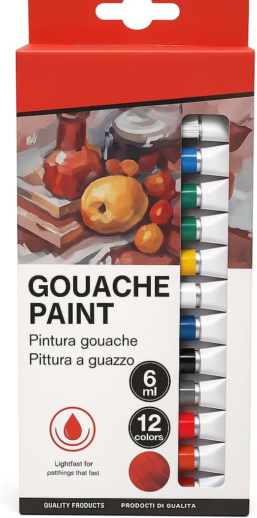 96 Pieces Gouache Paint Sets (12 Vibrant Colors – 6ml Tubes – Ideal for Artists – Students – and Hobbyists)
