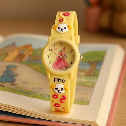 Analog Cartoon 3D Castle Princess Wrist Watch, Yellow