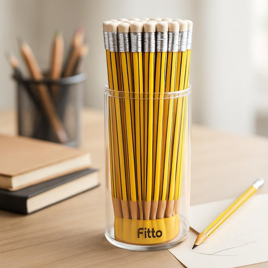 48-Piece Pencil Set with Erasers – Pre-Sharpened Graphite Pencils for Writing and Drawing, Sturdy Design with Soft Erasers, Ideal for School, Office, and Art Supplies