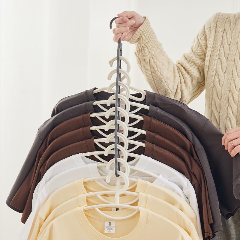 Vertical Clothes Rack – 44cm Space-Saving Design – 360° Rotating Hook – PP Material – Set of 6