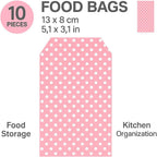 144 Pieces 10 Pieces Food Bags (13x8cm Pink for Deli – Bakery – Takeaway Packaging)
