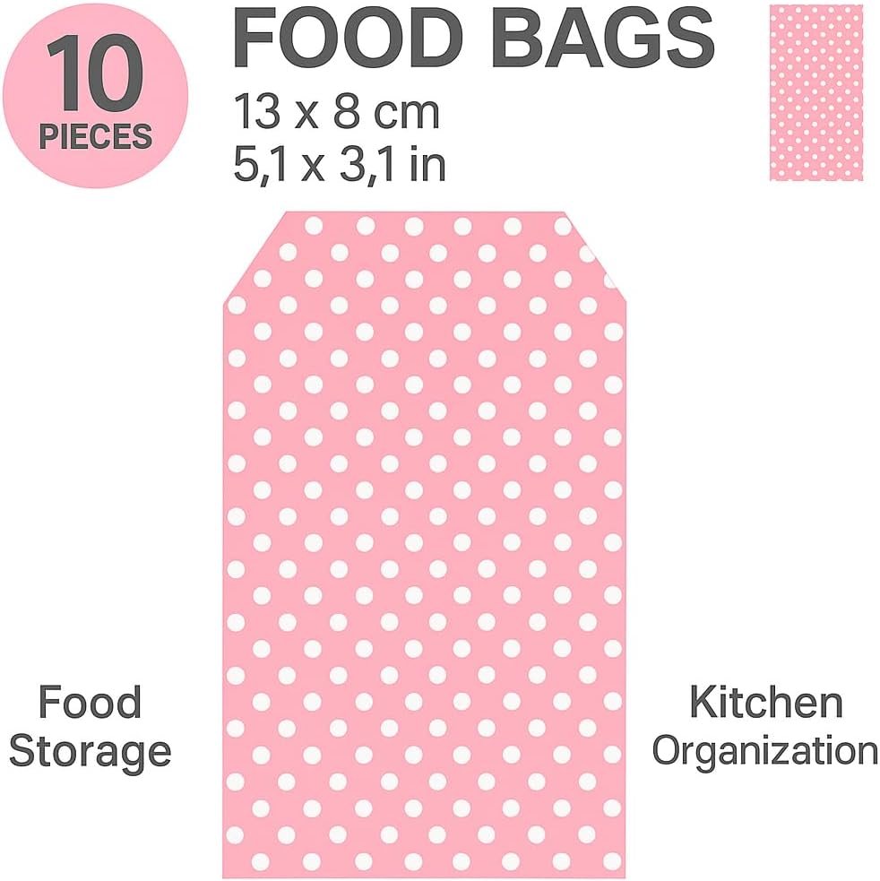144 Pieces 10 Pieces Food Bags (13x8cm Pink for Deli – Bakery – Takeaway Packaging)