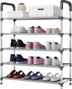 72 Pieces 5-Tier Shoe Rack Storage Stand - Durable Iron Constructions with PP Connectors (Space-Saving Organizer for Shoes – Boots – and More)