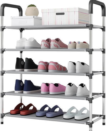 5-Tier Shoe Rack Storage Stand - Durable Iron Construction with PP Connectors, Space-Saving Organizer for Shoes, Boots, and More