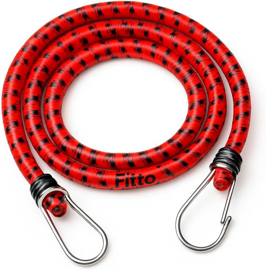 Red Checkered Stretch Cords with Hooks - 1 to 1.5 Meters for Cargo Securing
