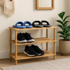 96 Pieces Wooden Shoe Rack 3 Tiers (Natural Wood Color – 63x26x48.5cm)