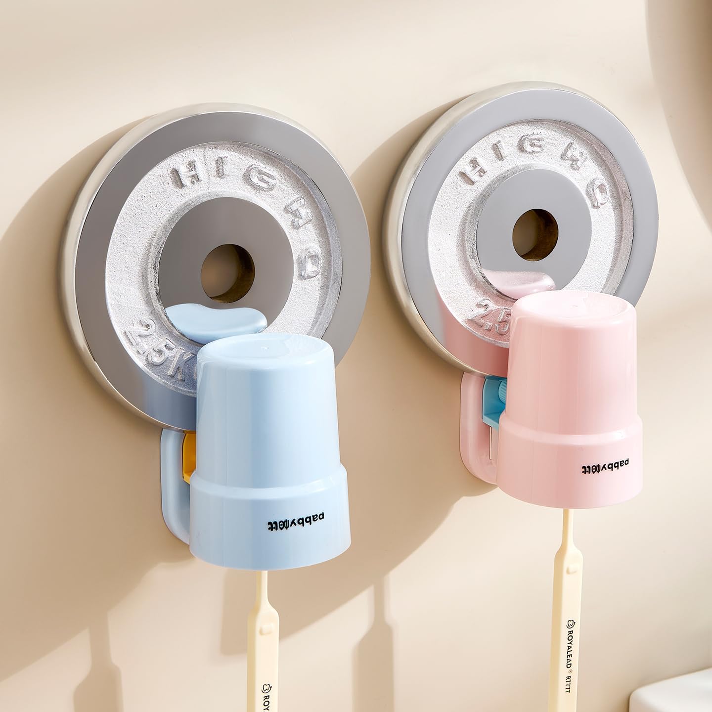 Suction Cup Toothbrush holder - Pack of 2, Pink