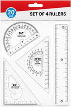 120 Pieces Set of 4 Rulers -s (20cm Scale – Protractor – Triangle – Ruler for School and Office Supplies)