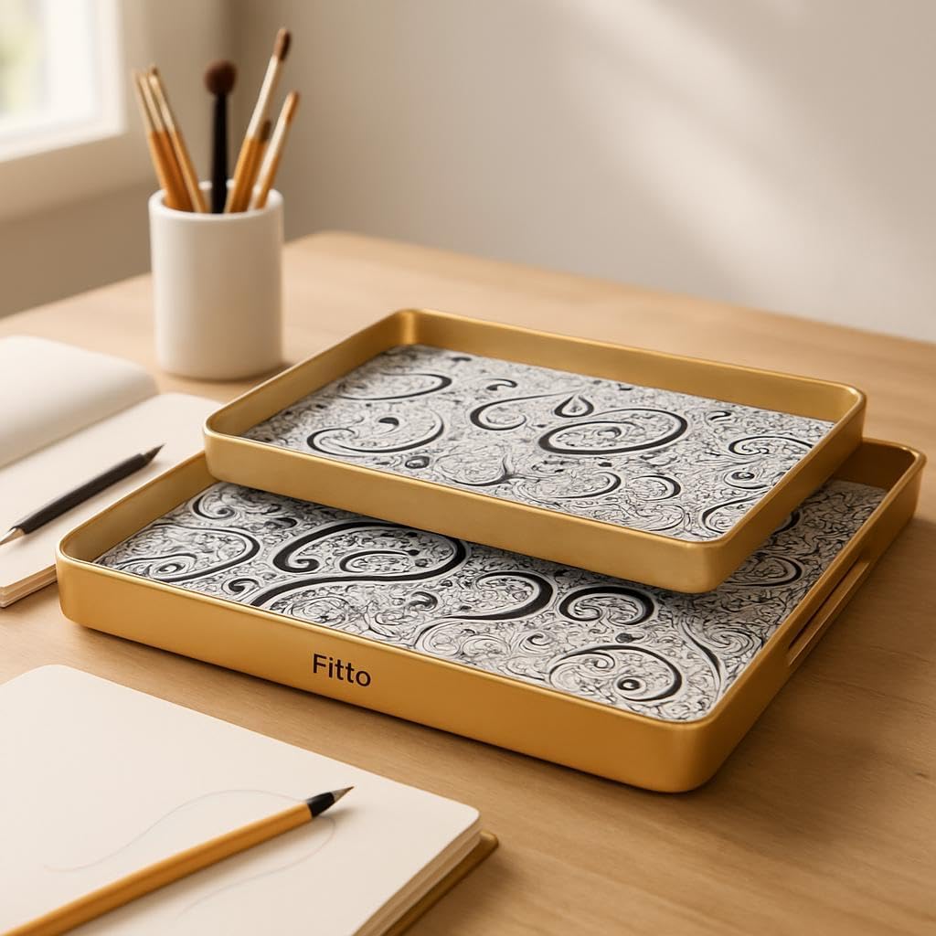 48 Pieces Dual-Compartment Serving Tray -s (29x48cm and 23x39cm – Dual Serving Tray for Dining and Kitchen)