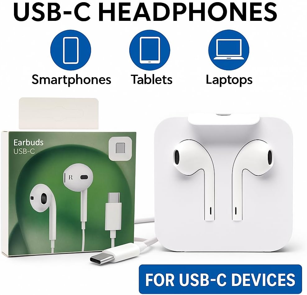 Head Set Type C Cable for Smartphones, Tablets, Laptops
