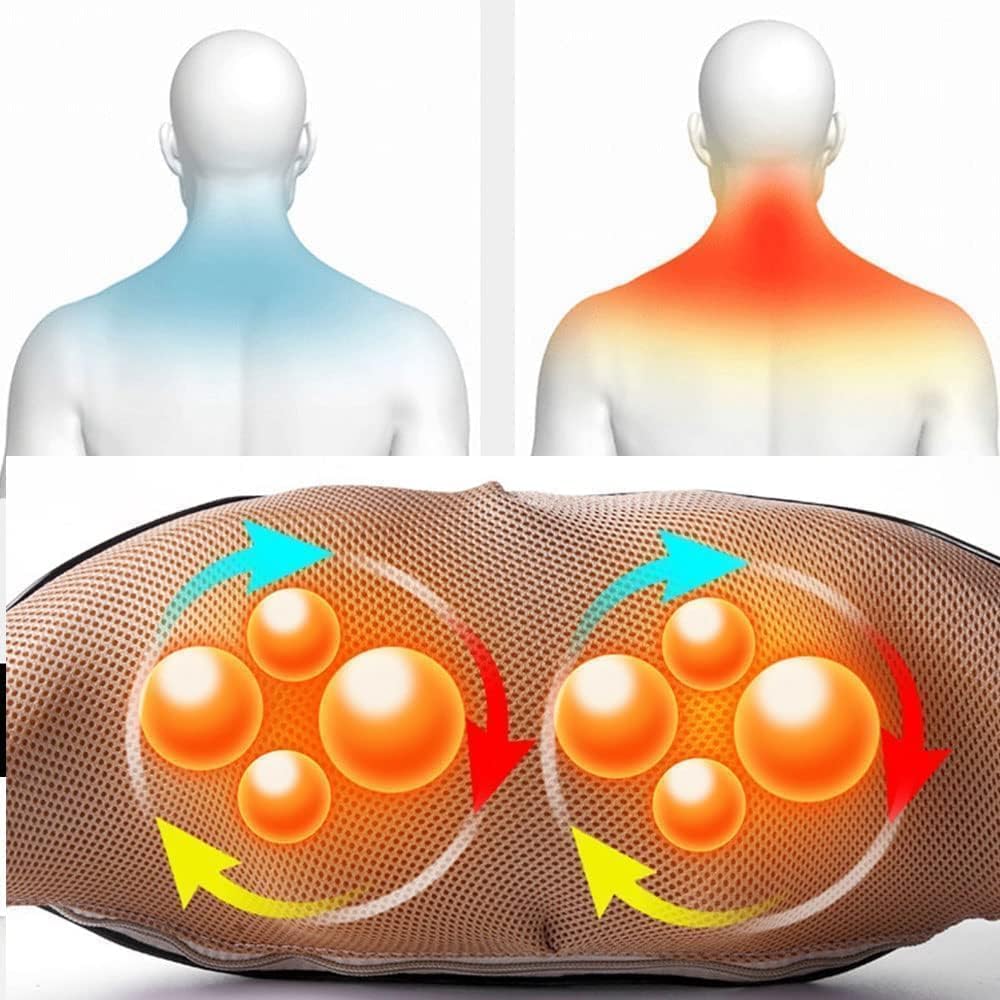 Electric Neck Massager with Shiatsu 4D Rotation, Heat Function & 3 Intensities for Shoulder and Neck Pain Relief – Relaxing Fatigue at Home, Office, or Car