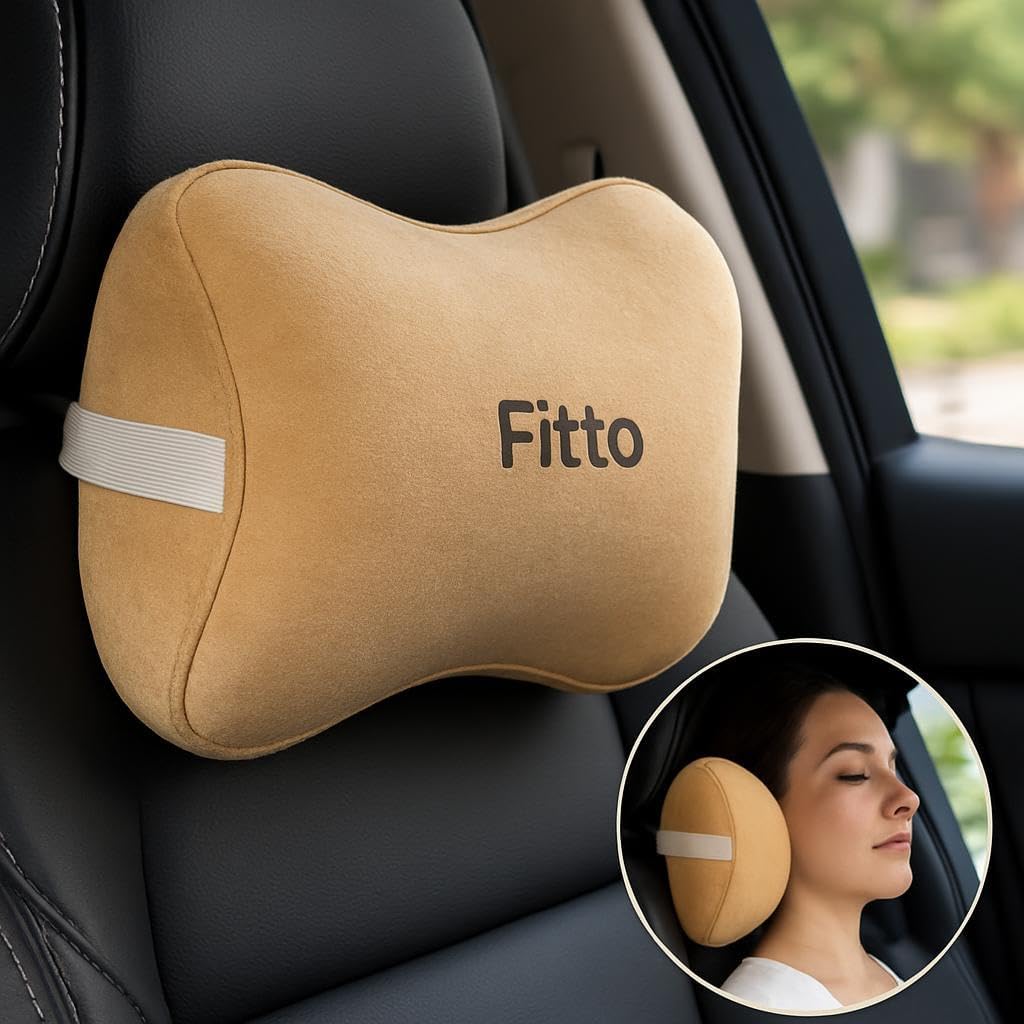 Car Neck Pillows, Soft Slow-Rebound Memory Foam Headrest, Biege