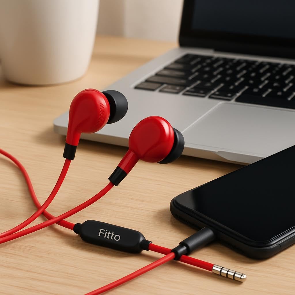 240 Pieces 3.5mm In-Ear Earphones with Microphone and Controller for Android and Computer (Red)