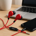 240 Pieces 3.5mm In-Ear Earphones with Microphone and Controller for Android and Computer (Red)
