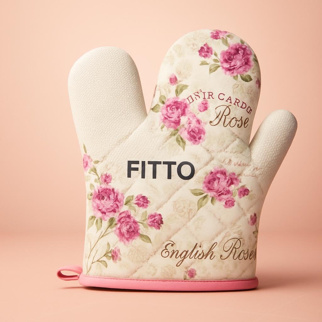 96 Pieces 500°F Heat Resistant Silicone Oven Mitts (Non-Slip Grip – Waterproof – Soft Cotton Lining – Durable Kitchen Gloves for Cooking – Baking – Grilling – Elegant Floral Design – 2-Piece Set (7x10.2))