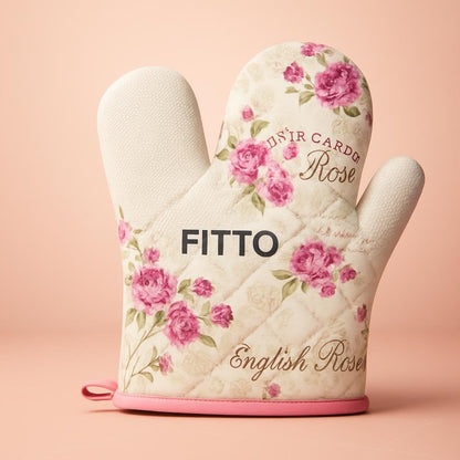 500°F Heat Resistant Silicone Oven Mitts, Non-Slip Grip, Waterproof, Soft Cotton Lining, Durable Kitchen Gloves for Cooking, Baking, Grilling – Elegant Floral Design, 2-Piece Set (7x10.2)
