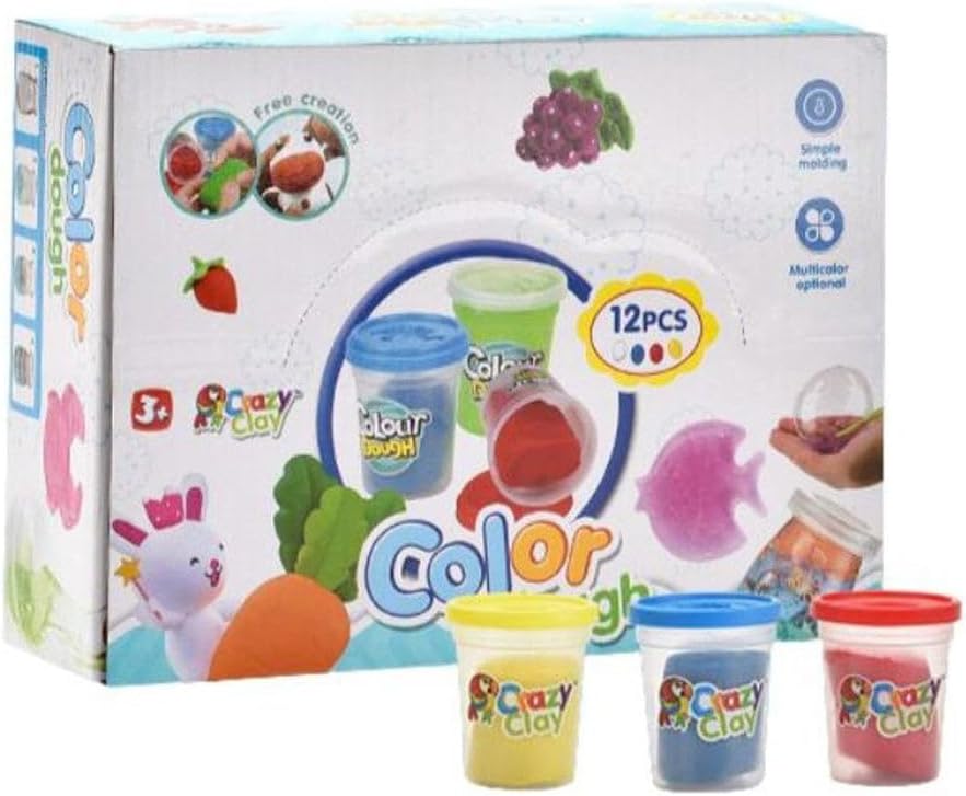 96 Pieces 12 Pieces Clay Dough Pack- Colorful Play Clays For Kids' Art and Craft Projects with Moulds
