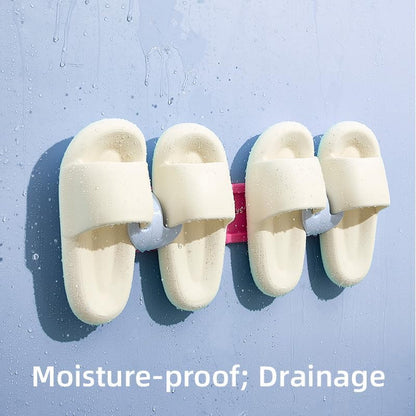 Wall-Mounted Slipper Rack – Rose Red – Large Size – 3 hook design - Pack of 2 – Holds 6 Pairs