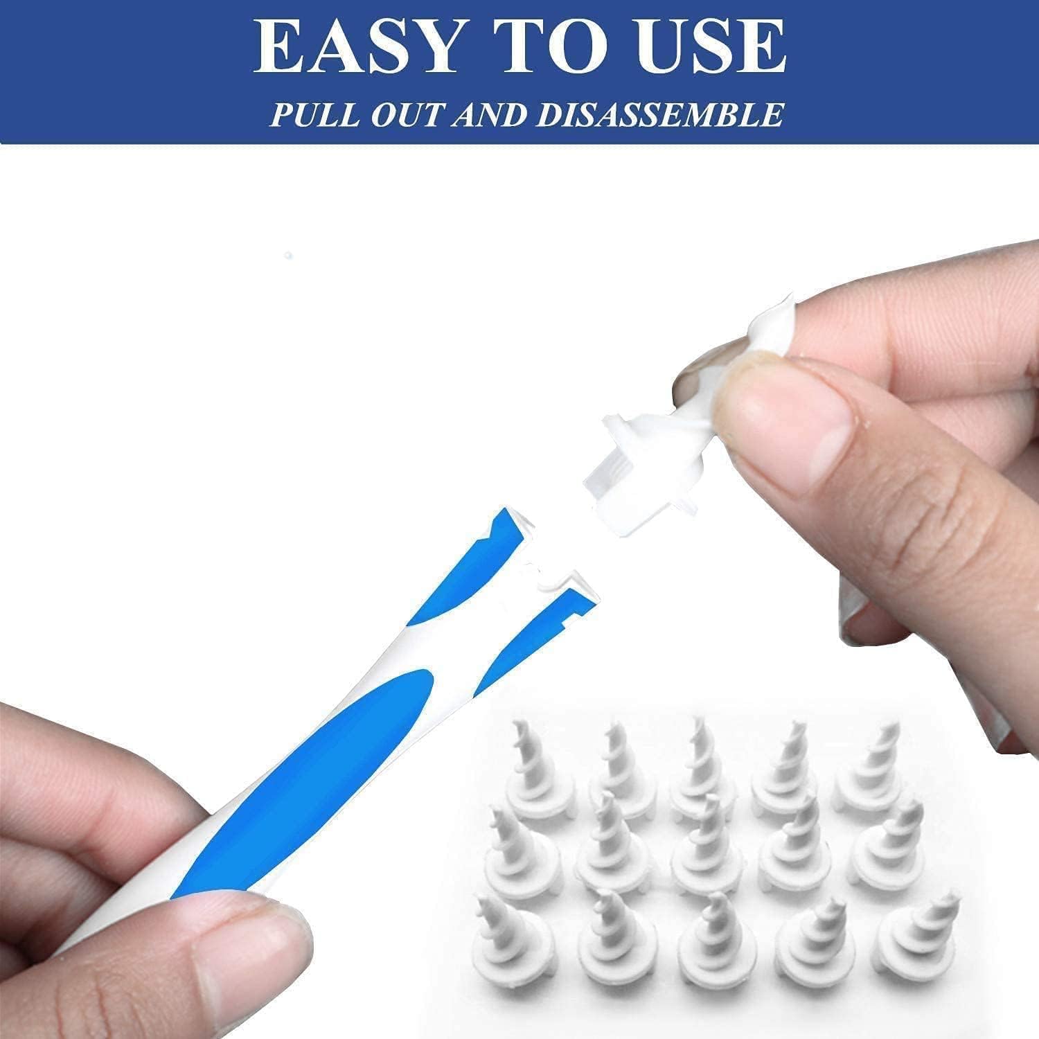 120 Pieces Q-Grips Earwax Removers (Spiral Ear Wax Removal – 16 Pieces Ear Cleaner with Soft Replacement Tips – Safe & Flexible Ear Wax Removal Kit for Adults and Kids – Portable Ear Cleaner for Home and Travel)