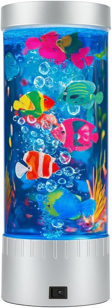 72 Pieces Bubble Fish Lamp - Colorful LED Aquarium Nights (Ocean-Inspired Tank with Moving Fish – Ideal for Home Décor – Bedroom – Office – Relaxation – and Gift Ideas)