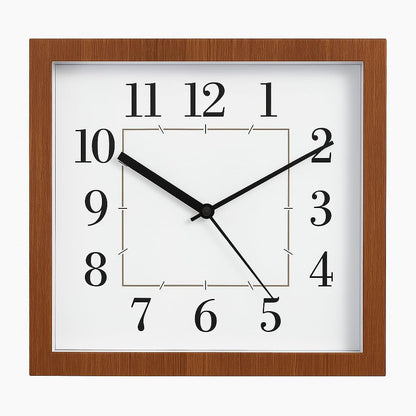 Elegant Rectangle Wall Clock with Wooden Finish Frame | Classic Design for Living Room, Bedroom, Kitchen, and Office | Silent Quartz Movement | Easy-to-Read Numbers | Perfect for Home Décor