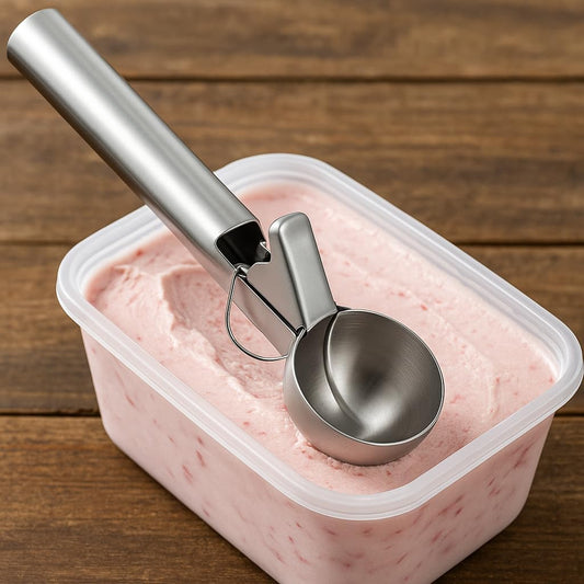 Stainless Steel Trigger Ice Cream Scoop - Durable, Ergonomic Design for Effortless Serving, 18.8 CM Length, Perfect for Home, Kitchen, Bars, and Parties