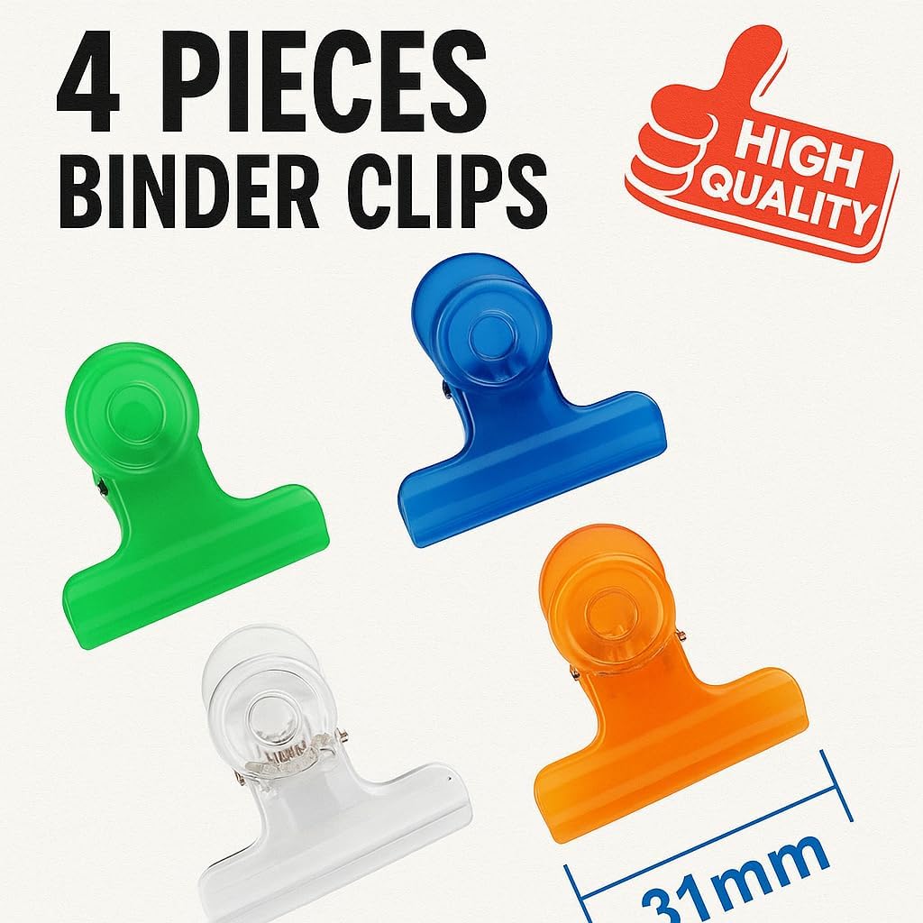 144 Pieces 4 Pieces Binder Clips (31mm Assorted Colors)