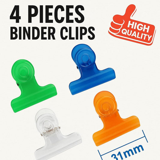 4 Pieces Binder Clips 31mm Assorted Color