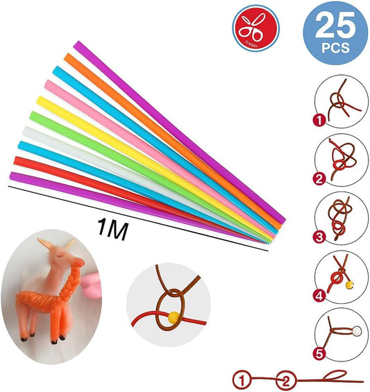 Braided Rope 25 Pieces 1M Mixed Colors for Crafting and DIY Projects